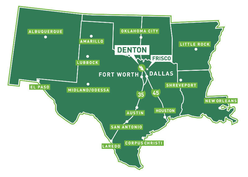 5 State Map inlcuding Texas