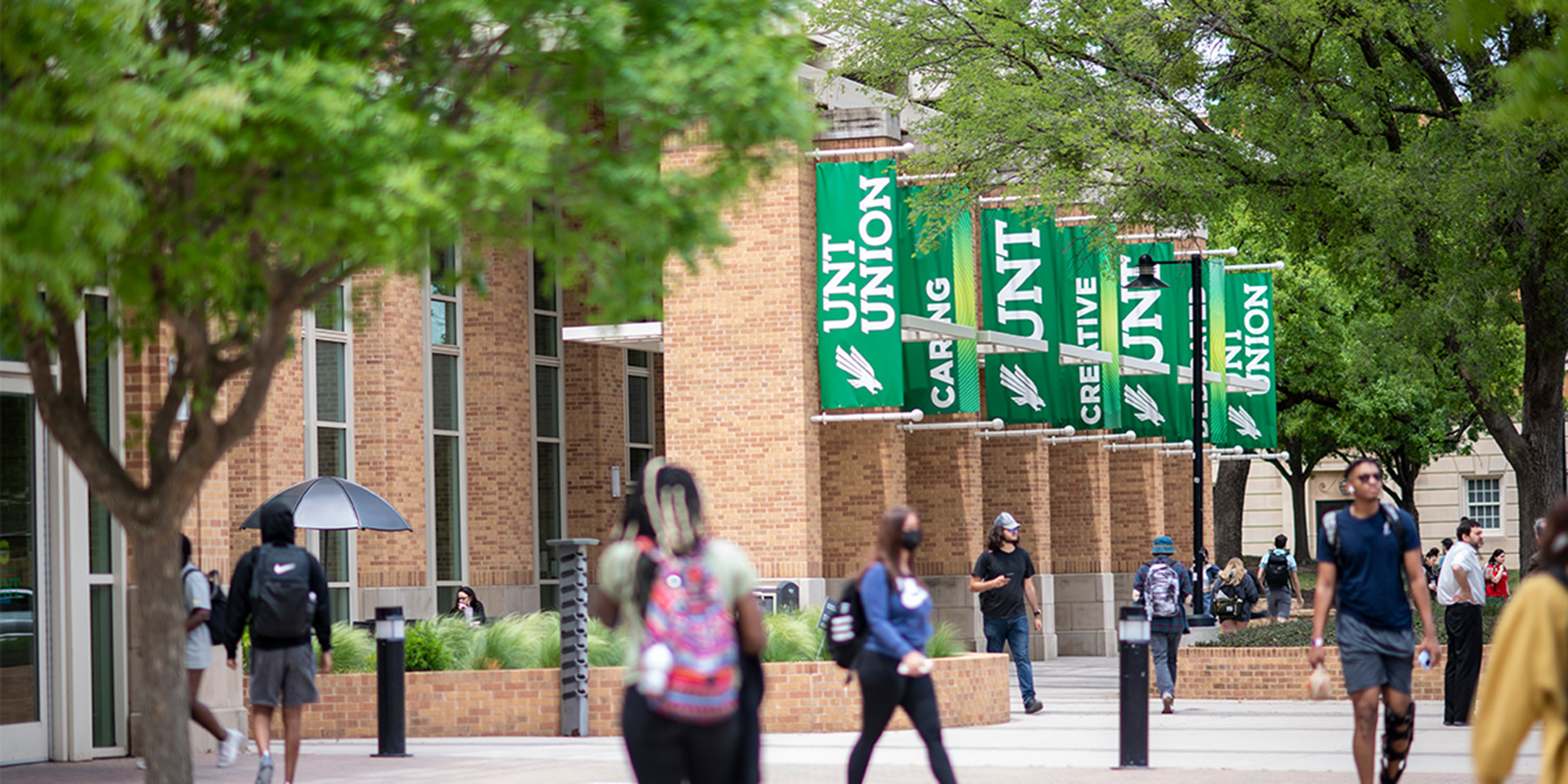 Students walking at UNT Union