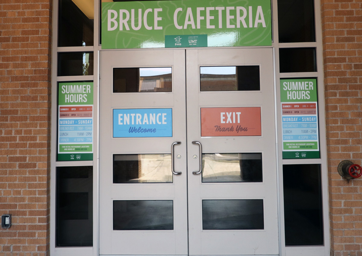 front door of entrance of Bruce Cafeteria 