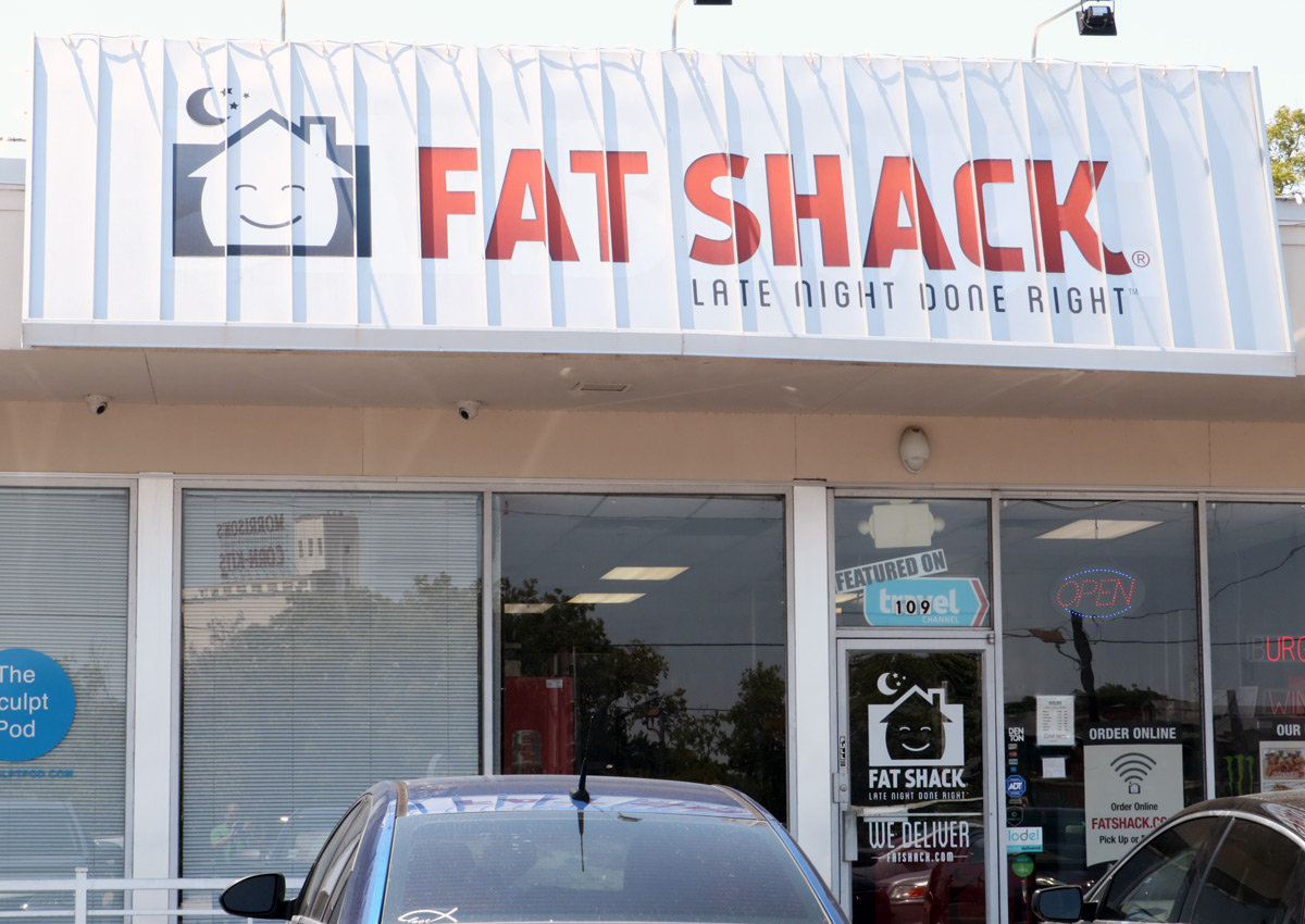 Fat Shack sign and front entrance 