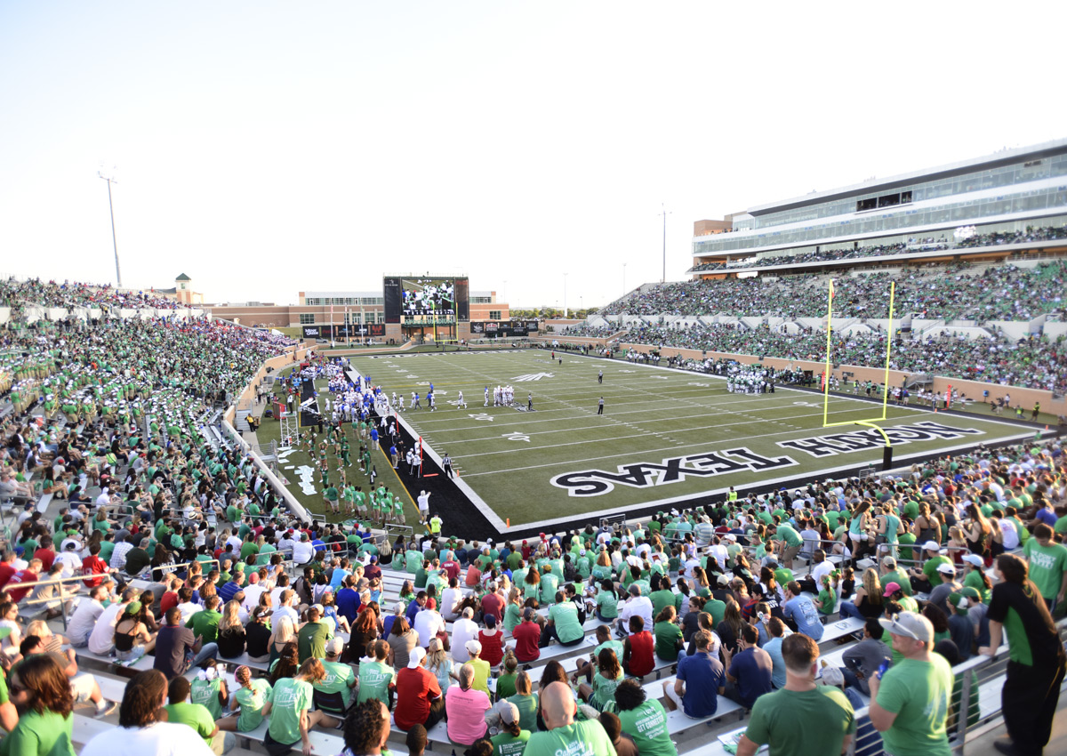 Crowd view from a UNT football home game