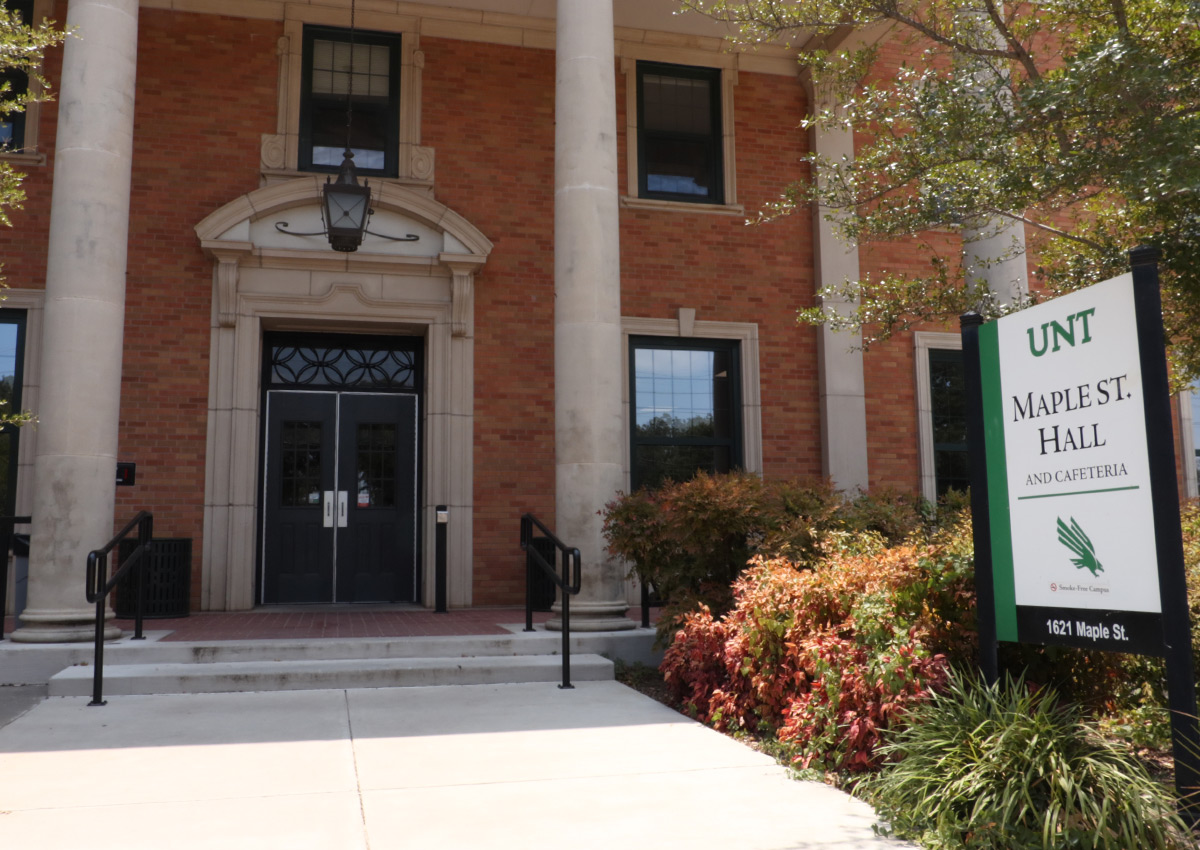 Maple Hall sign and entrance