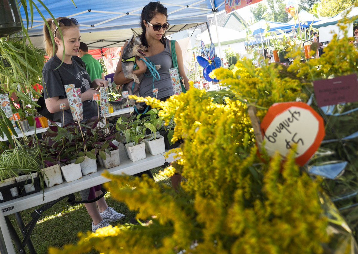 people shopping at the community market 