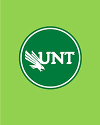 UNT and Diving Eagle in a green circle